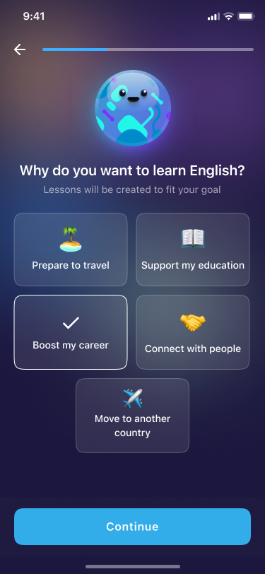 Màn hình cá nhân hóa lộ trình học trong ứng dụng ELSA Speak