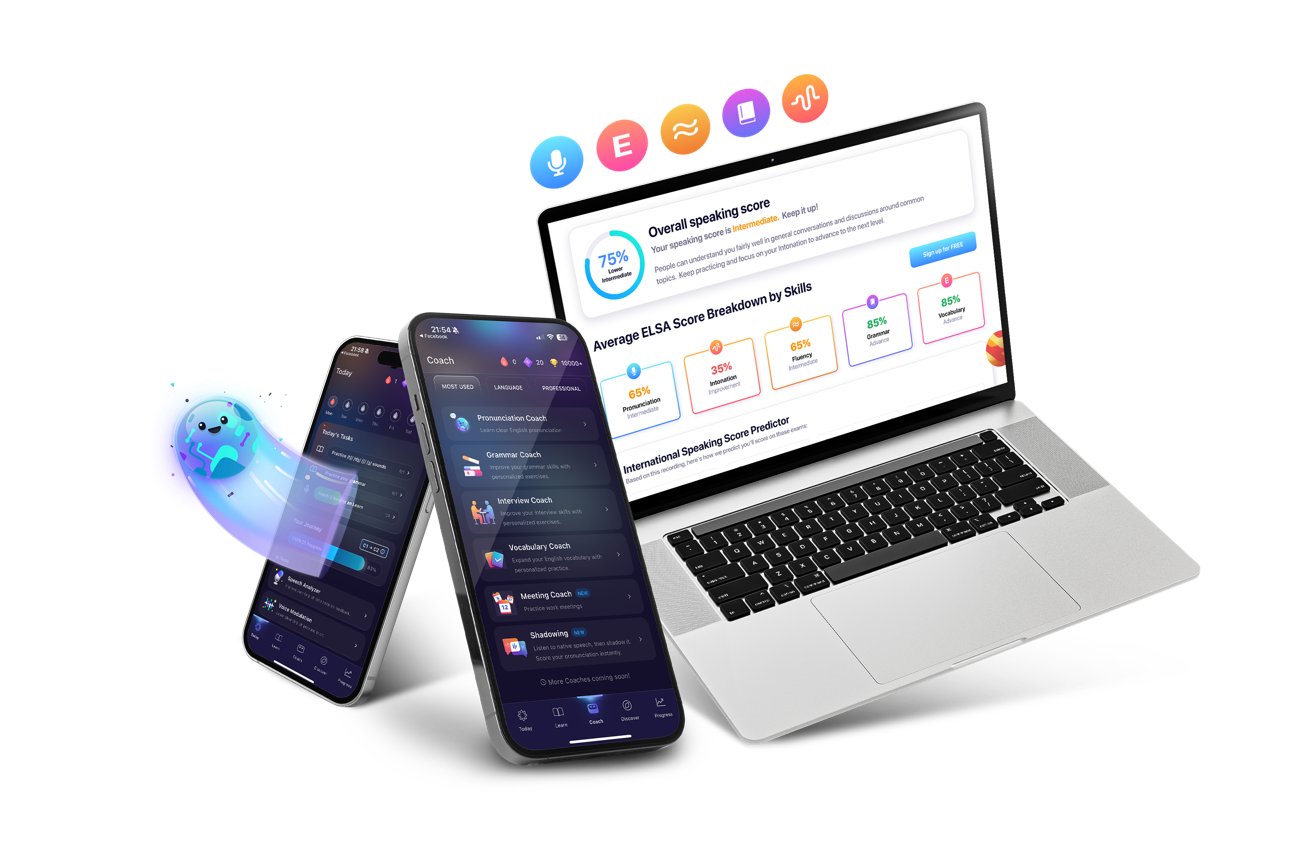 ELSA trên laptop và điện thoại
