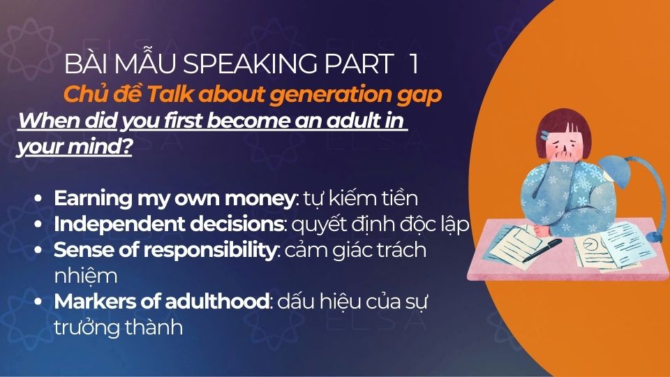 
Từ vựng để trả lời cho câu hỏi "When did you first become an adult in your mind?"