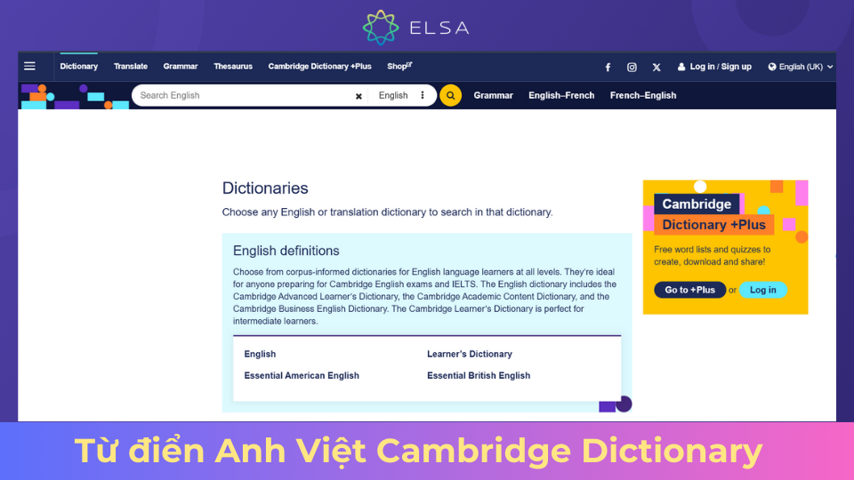 Cambridge Dictionary - Từ điển Anh Việt có phát âm Cambridge Dictionary - Từ điển Anh Việt có phát âm