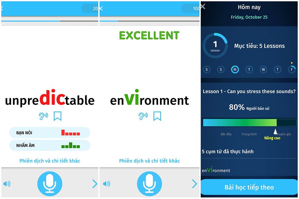 Tính năng nhận diện và chấm điểm phát âm của app ELSA Speak