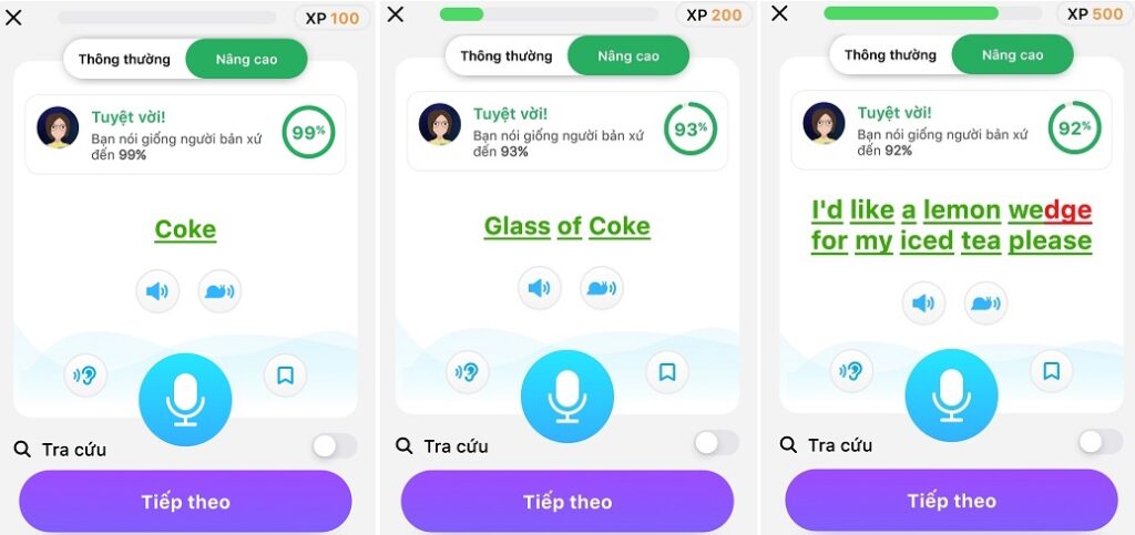 ứng dụng nói tiếng anh elsa Speak luyện nói theo cụm từ và câu dài