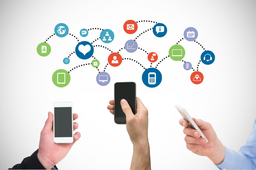Smartphones sharing information with their applications Free Photo