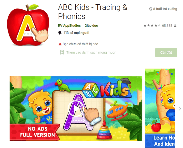 ABC Kids - Phần mềm học tiếng Anh cho bé miễn phí trên máy tính