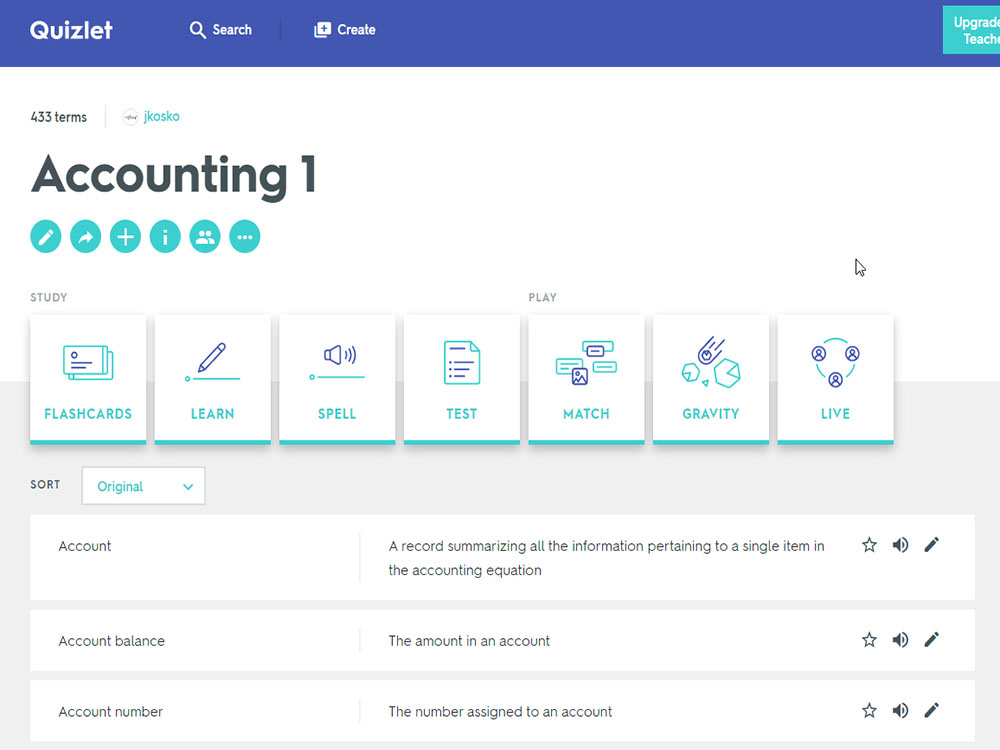 Website học từ vựng tiếng Anh online - Quizlet
