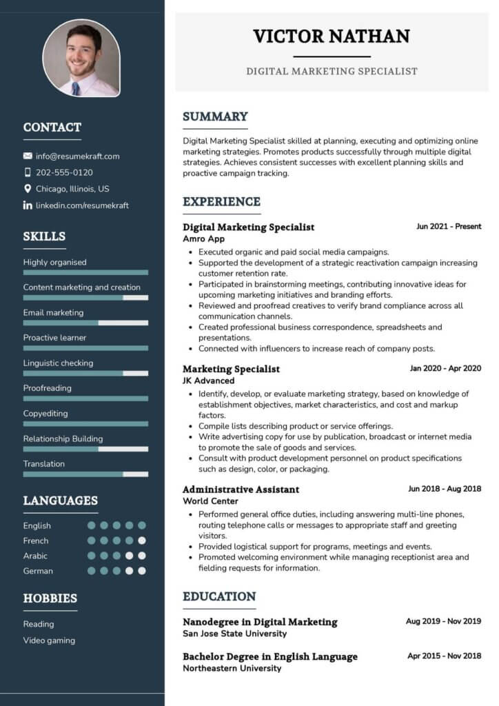 Mẫu CV tiếng Anh ngành Marketing