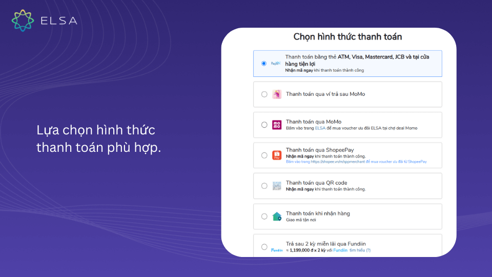 Lựa chọn hình thức thanh toán phù hợp