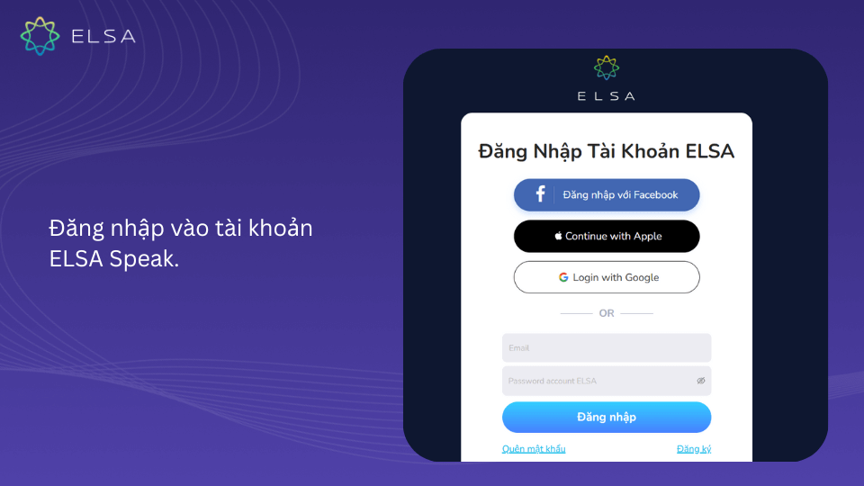 Đăng nhập vào tài khoản ELSA Speak