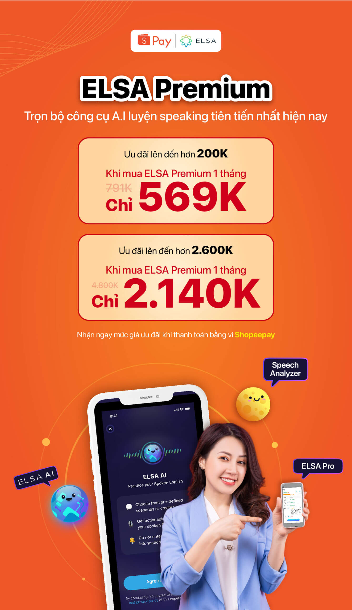 ELSA Speak Luyện nói và giao tiếp tiếng Anh hay như người bản xứ