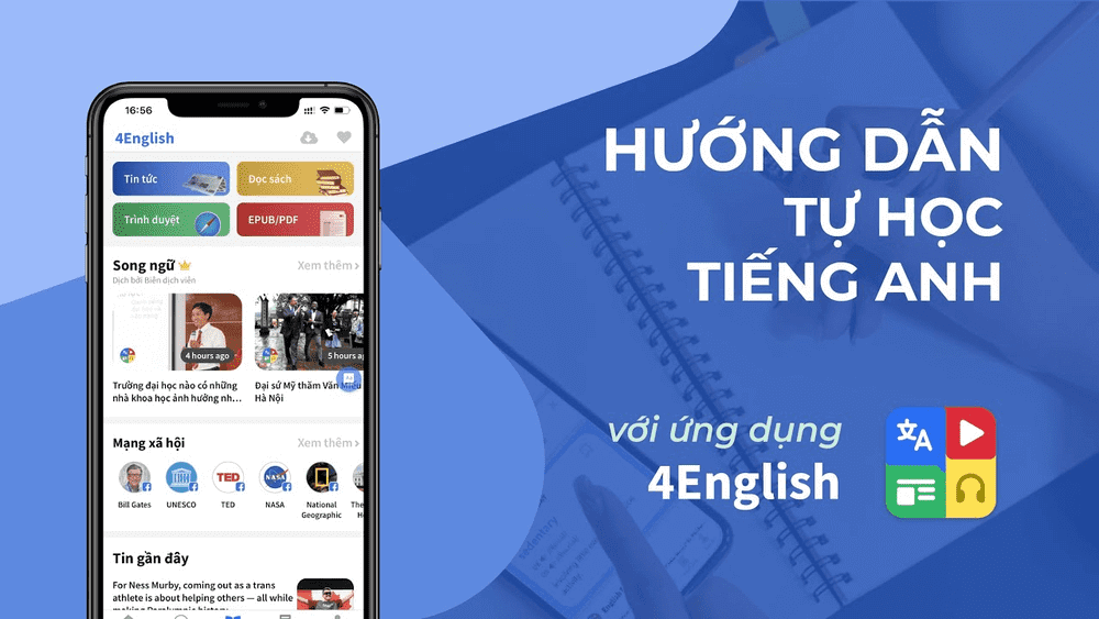 Ứng dụng luyện tiếng Anh cho người đi làm - 4English