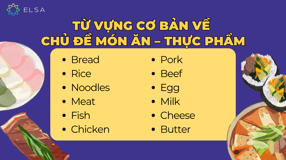 Từ vựng cơ bản về chủ đề món ăn – thực phẩm