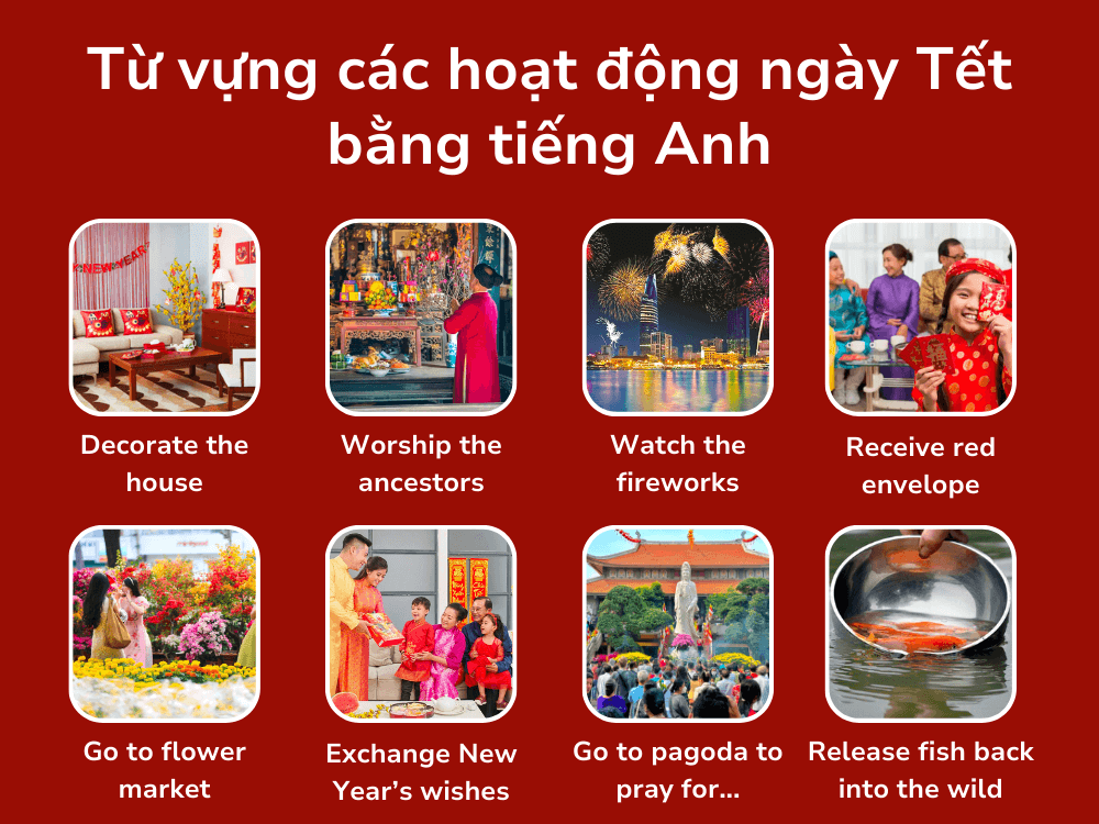 Từ vựng các hoạt động ngày Tết bằng tiếng Anh