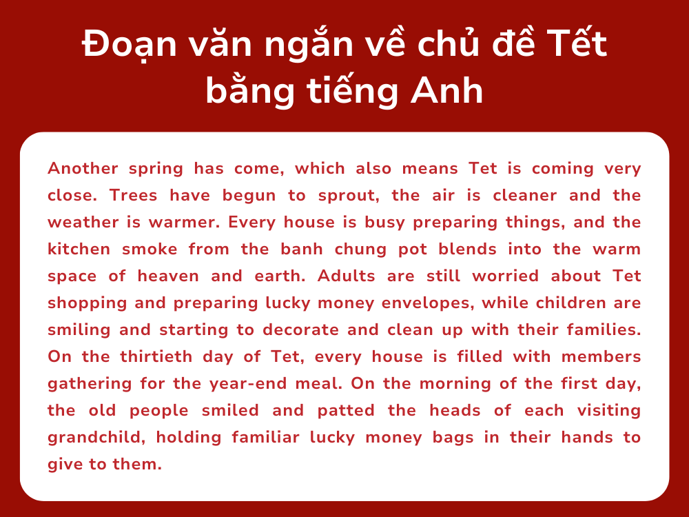 Đoạn văn ngắn về chủ đề Tết bằng tiếng Anh