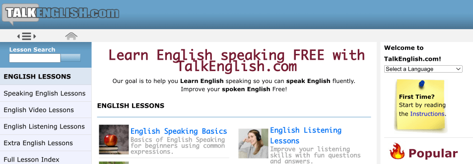 Website học nói tiếng Anh online TalkEnglish.com