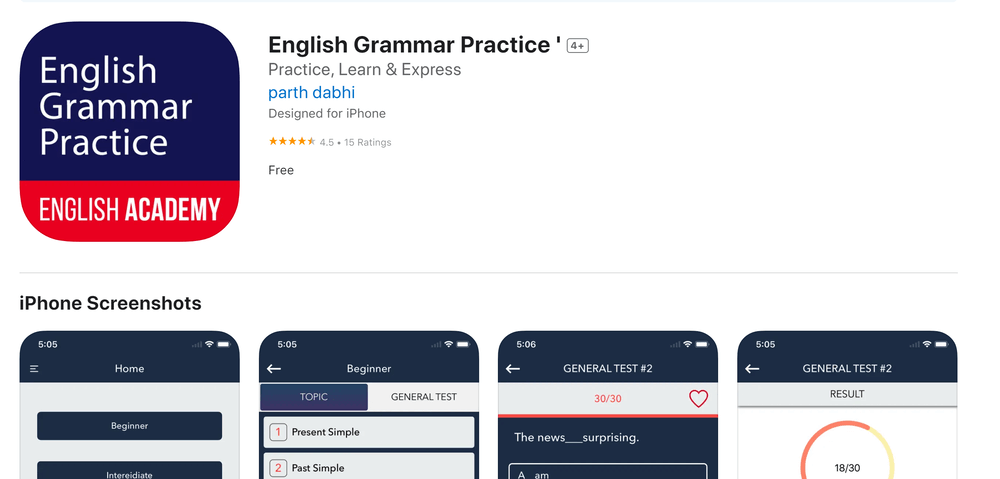 App học tiếng Anh giao tiếp online cho người mất gốc - Practice English Grammar