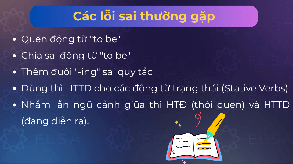 Các lỗi thường gặp khi làm bài tập thì hiện tại tiếp diễn