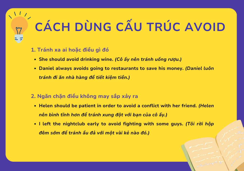 Cách dùng cấu trúc avoid trong tiếng Anh