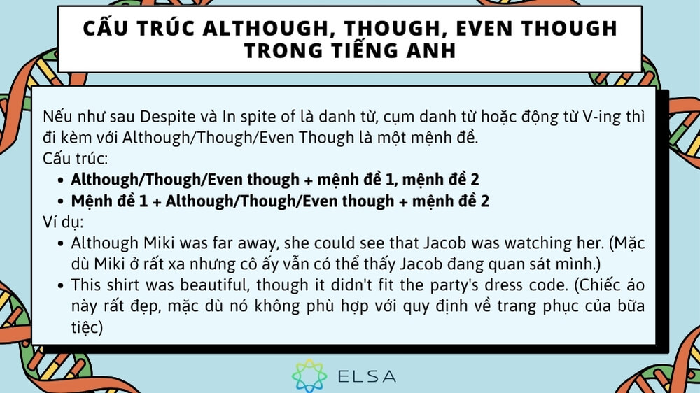 Cấu trúc Although, Though, Even Though trong tiếng Anh