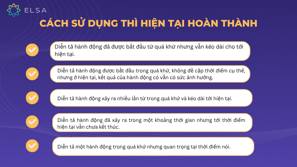 Cách sử dụng thì hiện tại hoàn thành