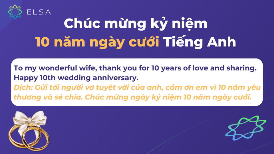 Kỷ niệm 10 năm ngày cưới trong tiếng Anh là Aluminium anniversary Kỷ niệm 10 năm ngày cưới trong tiếng Anh là Aluminium anniversary
