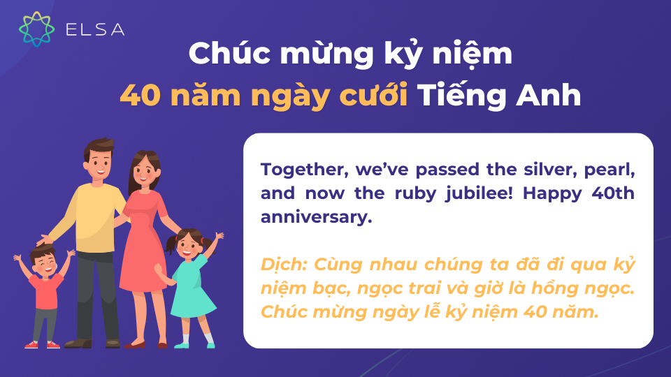 Kỷ niệm 40 năm ngày cưới trong tiếng Anh là Ruby wedding Kỷ niệm 40 năm ngày cưới trong tiếng Anh là Ruby wedding