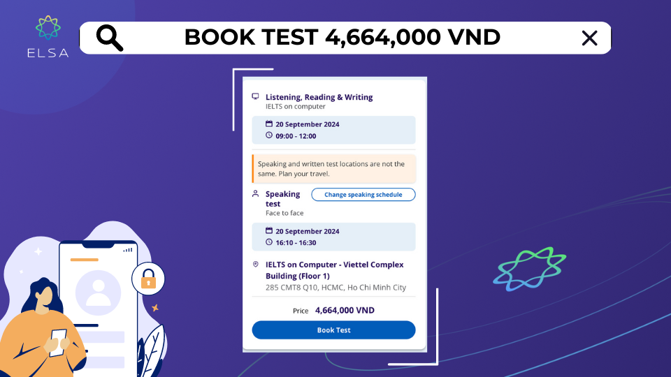 Chọn Book for sau khi tìm được ngày thi mong muốn
