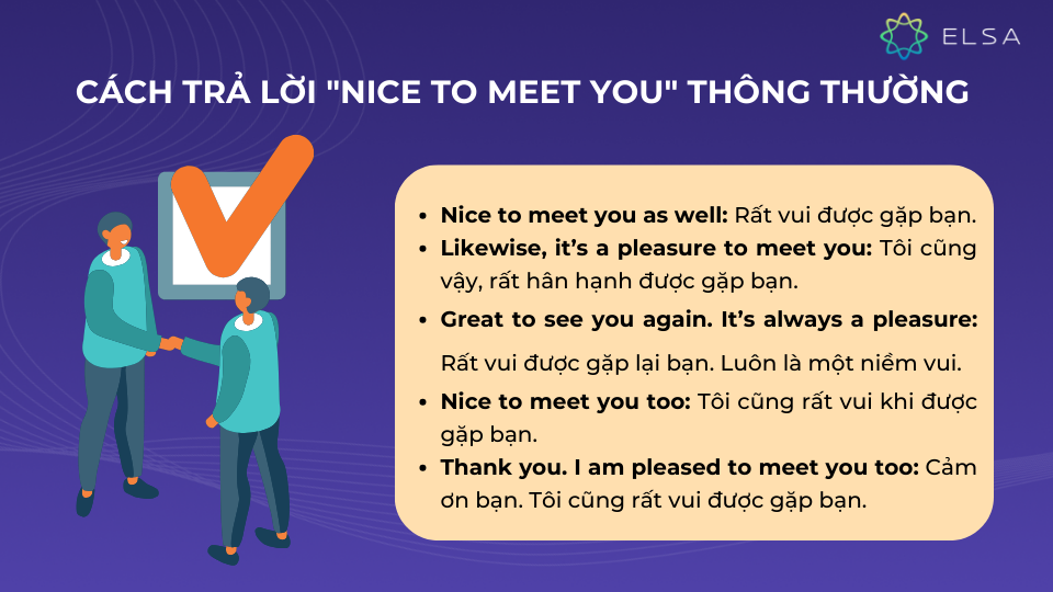 Các cách trả lời Nice to meet you thông thường