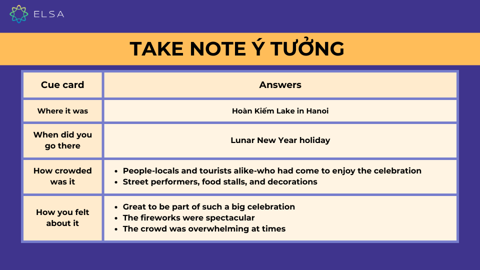 Take note ý tưởng đề bài Describe a crowded place you have been to part 2 Take note ý tưởng đề bài Describe a crowded place you have been to part 2