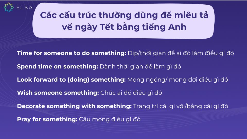 Các cấu trúc thường dùng để miêu tả về ngày Tết bằng tiếng Anh Các cấu trúc thường dùng để miêu tả về ngày Tết bằng tiếng Anh