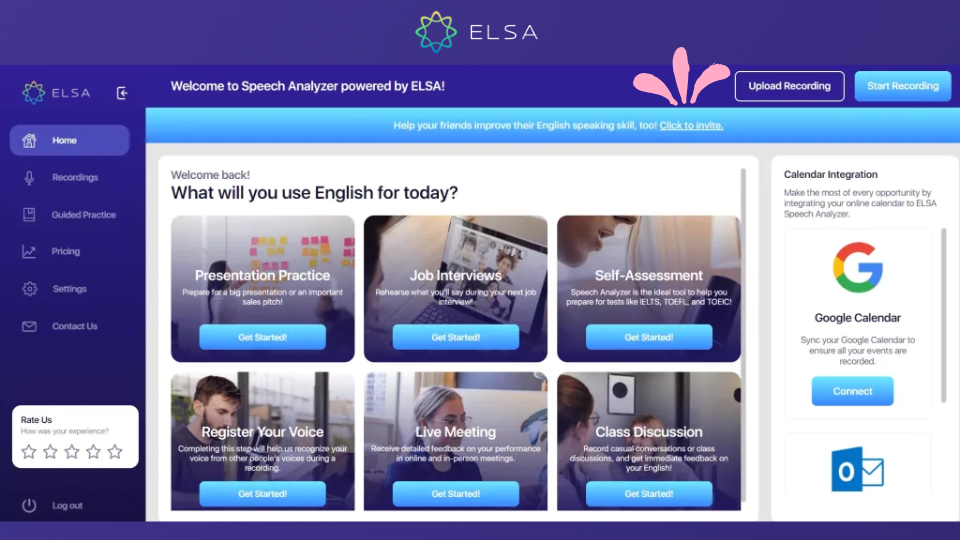 Giao diện chính của ELSA Speech Analyzer Giao diện chính của ELSA Speech Analyzer
