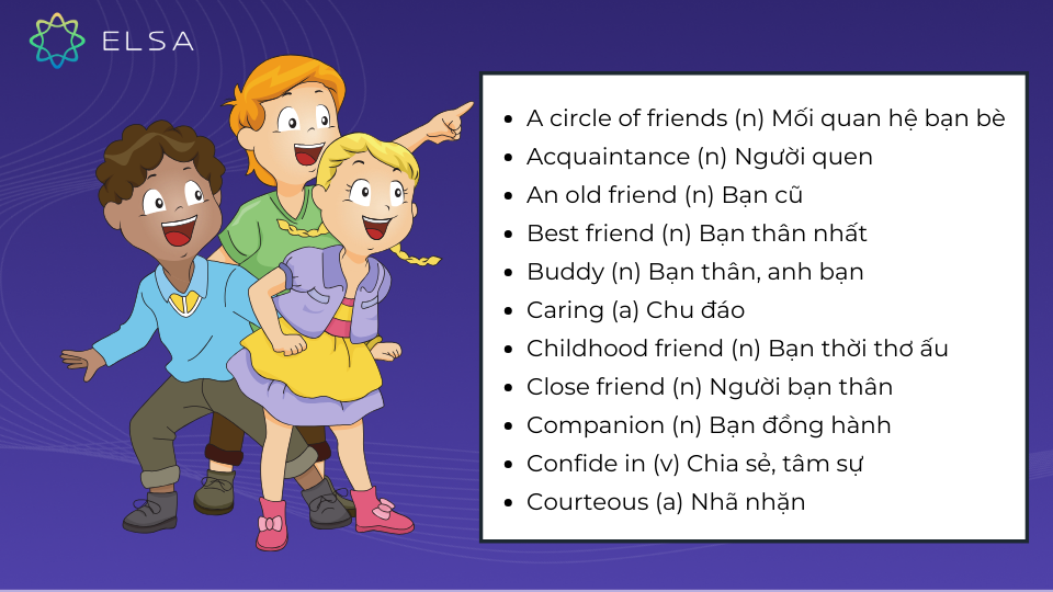 Từ vựng miêu tả bạn thân bằng tiếng Anh chung