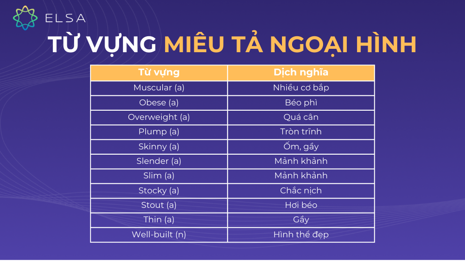 Từ vựng miêu tả ngoại hình bạn thân bằng tiếng Anh