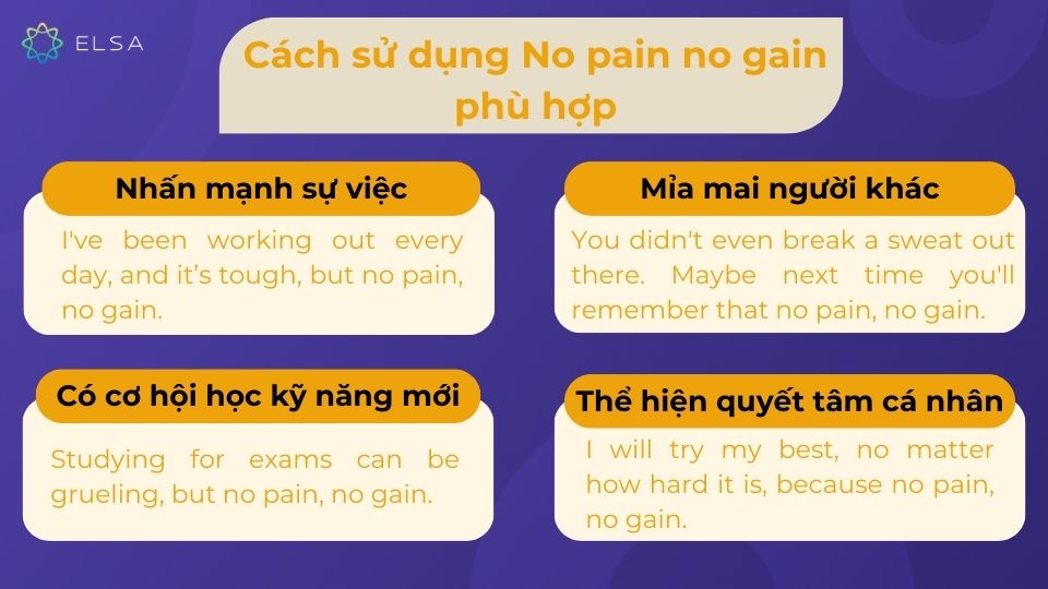 Cách sử dụng No pain no gain phù hợp Cách sử dụng No pain no gain phù hợp