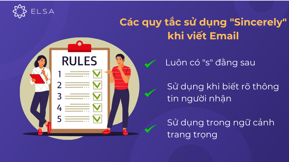 Các quy tắc sử dụng "Sincerely" khi viết Email