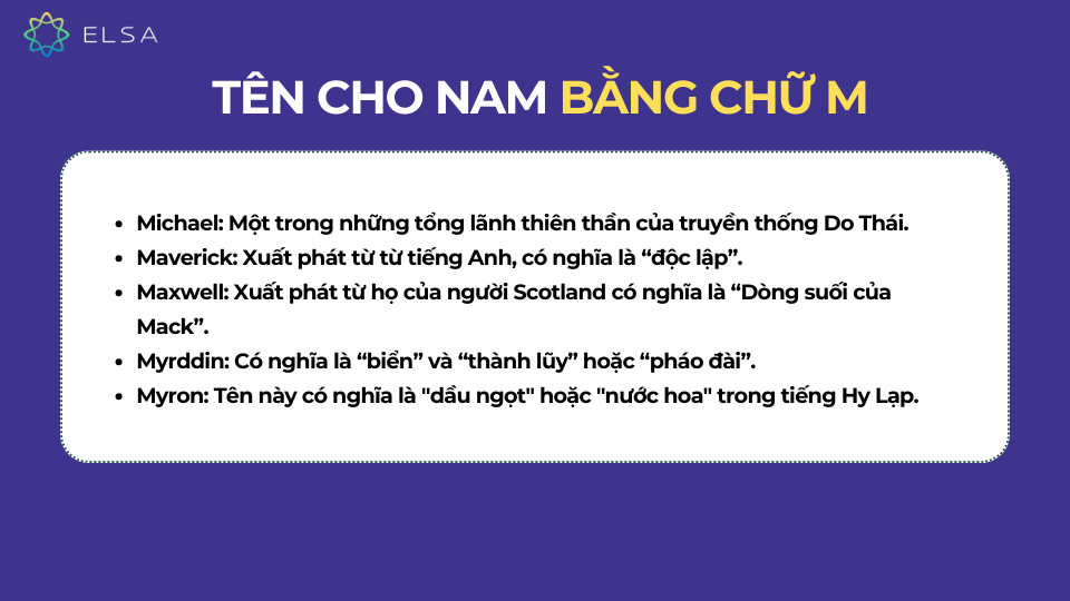 Tên tiếng anh bắt đầu bằng chữ M