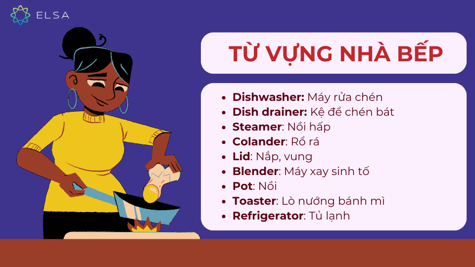 Từ vựng tiếng Anh thông dụng Oxford về nhà bếp phổ biến