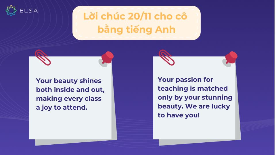 Lời chúc 20/11 cho cô bằng tiếng Anh Lời chúc 20/11 cho cô bằng tiếng Anh