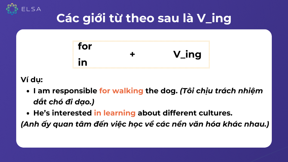 Một số giới từ theo sau là V-ing Một số giới từ theo sau là V-ing