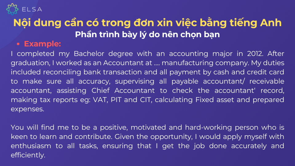 Mẫu ví dụ phần lý do nên chọn bạn trong đơn xin việc bằng tiếng Anh Mẫu ví dụ phần lý do nên chọn bạn trong đơn xin việc bằng tiếng Anh