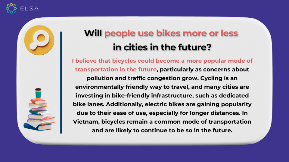 Will people use bikes more or less in cities in the future? - Câu hỏi Describe a crowded place you have been to IELTS Speaking part 3 Will people use bikes more or less in cities in the future? - Câu hỏi Describe a crowded place you have been to IELTS Speaking part 3