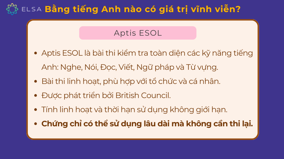 Chứng chỉ Aptis ESOL là bằng tiếng Anh vĩnh viễn phù hợp với giáo viên có nhu cầu giảng dạy Chứng chỉ Aptis ESOL là bằng tiếng Anh vĩnh viễn phù hợp với giáo viên có nhu cầu giảng dạy