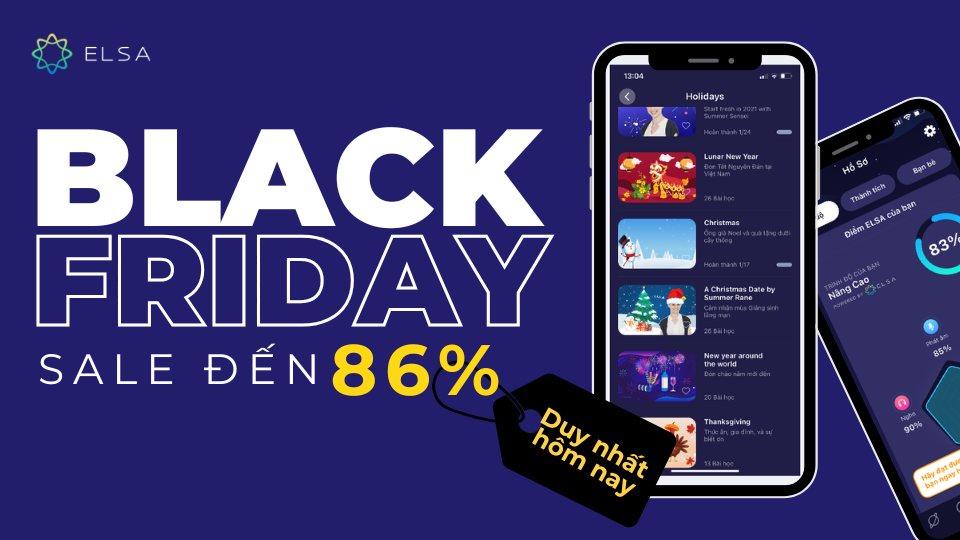 Black Friday – Sale trọn bộ khóa học ELSA đến 86%