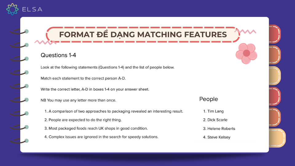 Format dạng bài Matching features IELTS Reading Format dạng bài Matching features IELTS Reading