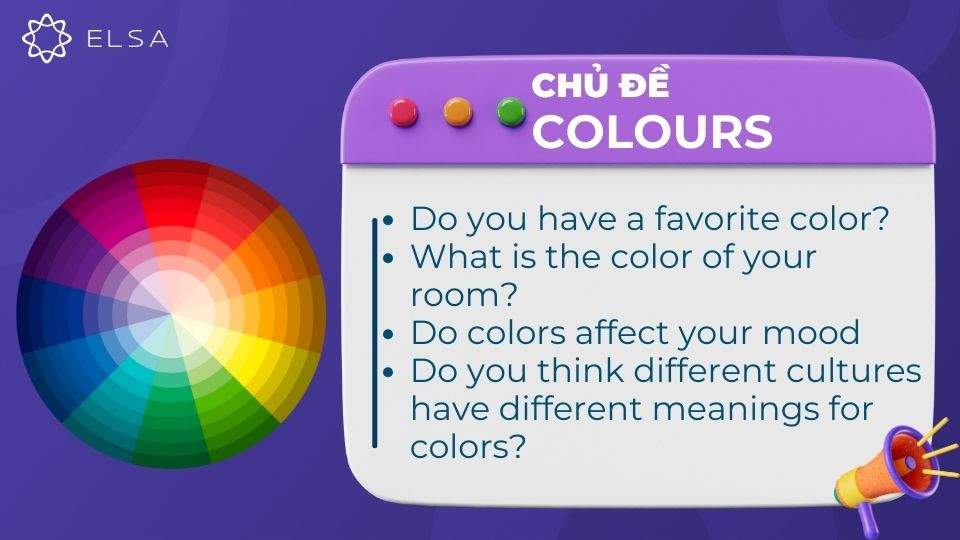 Câu hỏi chủ đề Colours