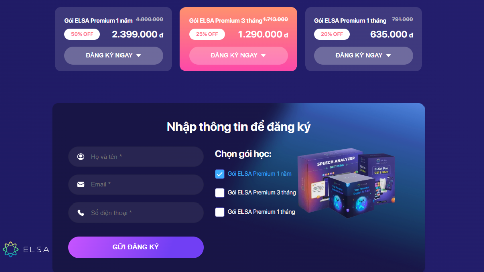 Mua ELSA Premium trực tiếp trên ứng dụng ELSA Speak Mua ELSA Premium trực tiếp trên ứng dụng ELSA Speak
