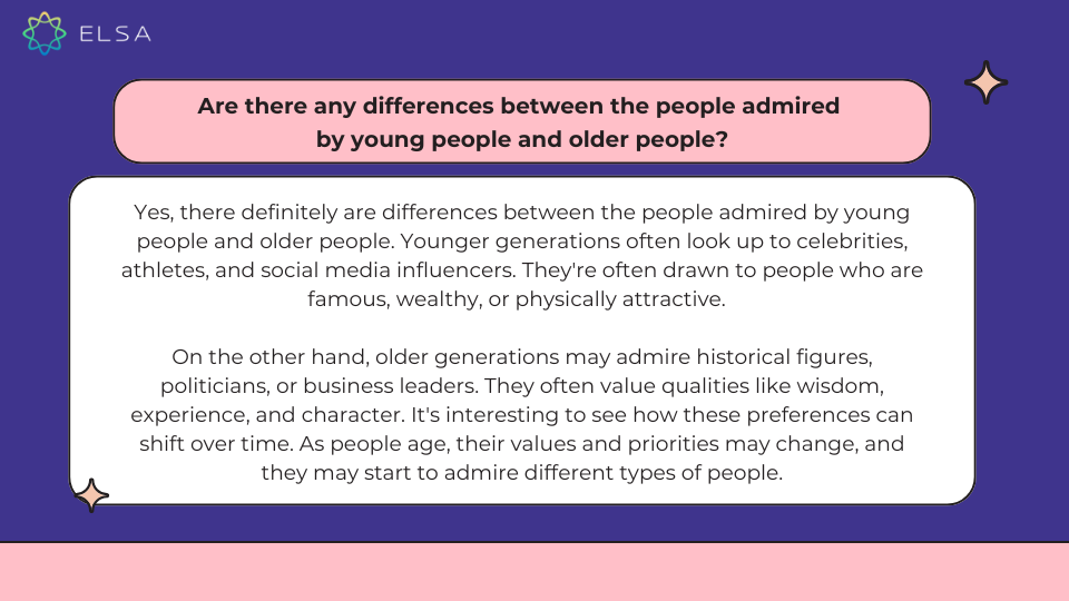Are there any differences between the people admired by young people and older people? Are there any differences between the people admired by young people and older people?