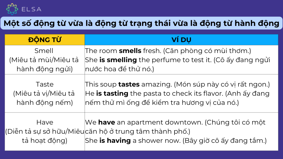 Một số động từ vừa là động từ trạng thái vừa là động từ hành động Một số động từ vừa là động từ trạng thái vừa là động từ hành động