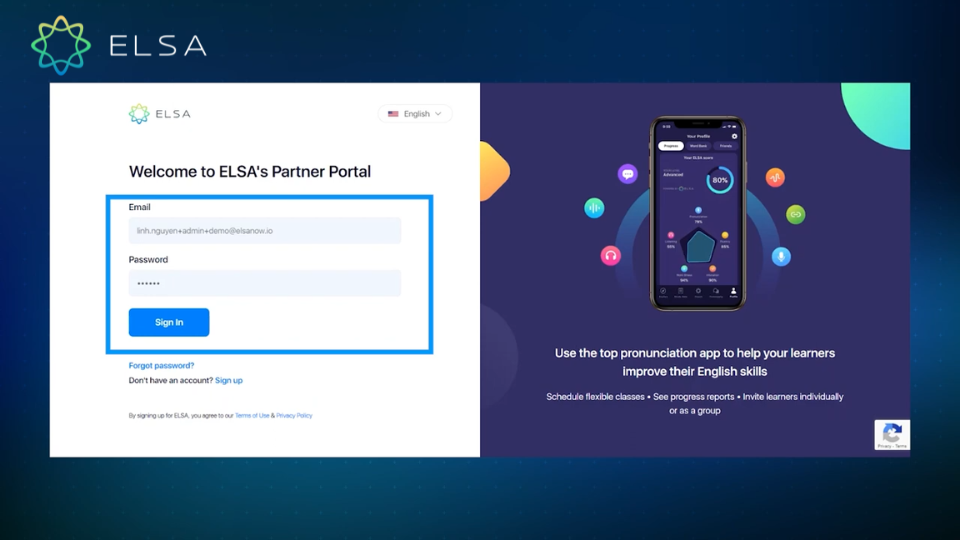 Giao diện đăng nhập ELSA Dashboard Giao diện đăng nhập ELSA Dashboard