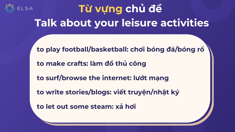 Từ vựng chủ đề Talk about your leisure activities
