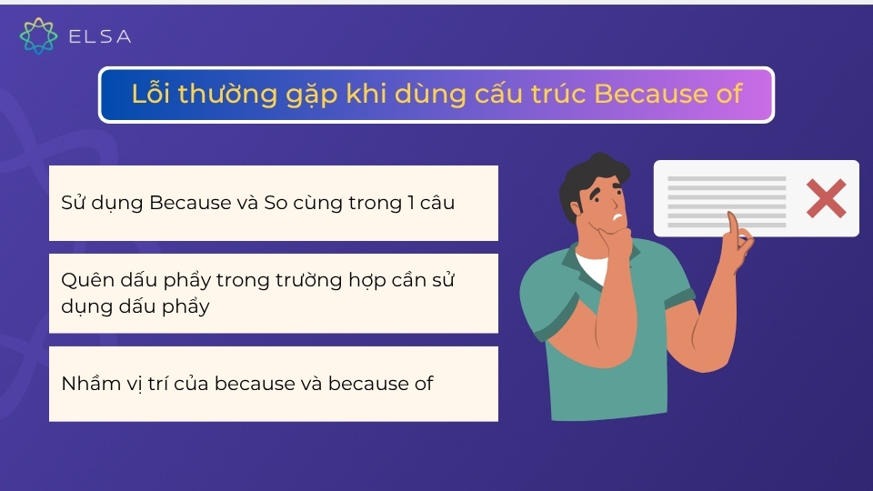 Lỗi thường gặp khi dùng cấu trúc Because of